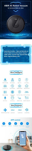 Imagen 3 de 6 de Aspiradora Robot Trapea Wifi Mapeo Abir X5