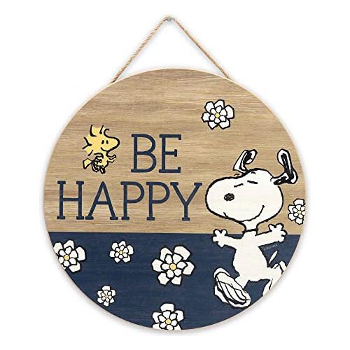 Peanuts Snoopy Be Round Hanging Wood Wall Decor - Diver...