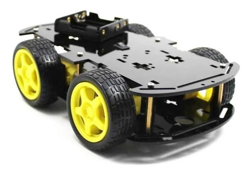 Kit Chasis De Cuatro Ruedas Turbo Negro, Arduino, Robot