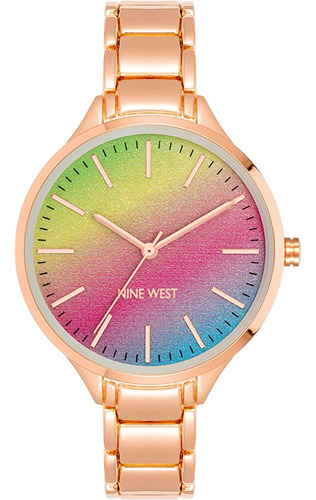 Reloj Pulsera De Mujer Nine West, Oro Rosa / Arco Iris (nw /