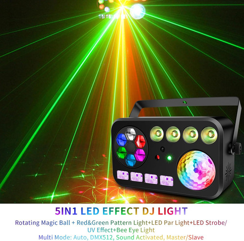 Luz Led Para Fiestas En El Escenario, Luz De Dj 5 En 1 De 10