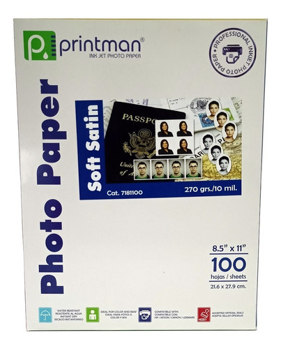 Papel Fotográfico Soft Satin Carta 100 Hojas,