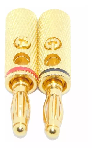 Conector Banana Dual Sin Soldadura Type Gold Plated Rojo