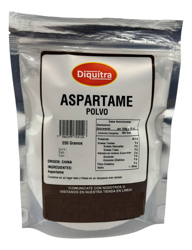 Aspartame Edulcorante Bajo En Calorías Sustituto Azúcar 250g