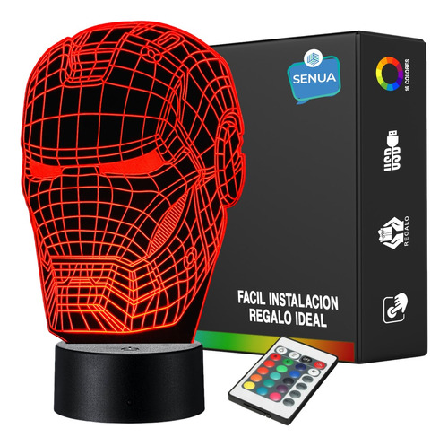 Lámpara De Noche Led 3d Iron Man Holograma Decoración Regalo