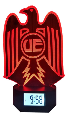 Unión Española Lámpara Led 3d Reloj Alarma 7 Colores En Uno