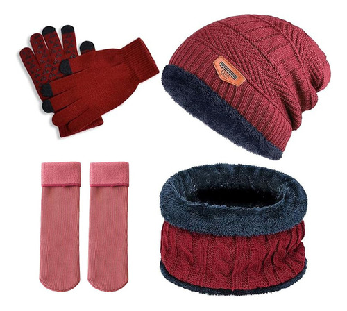 Gorro Bufanda Guantes Tejido Calcetín Frio Invierno Niños