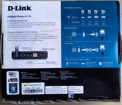 Roteador D-link N150 Dir-610 Usado (Usado)
