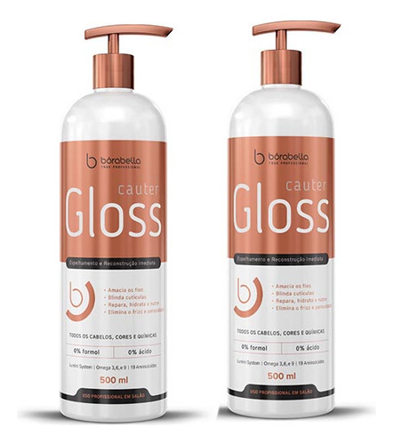 Kit 02 Cauter Gloss Espelhamento E Blindagem Borabella 500ml