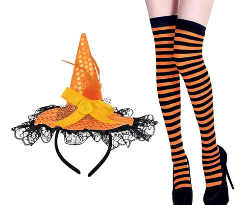 Diadema Con Sombrero Bruja Halloween Con Calcetines Altos Ha