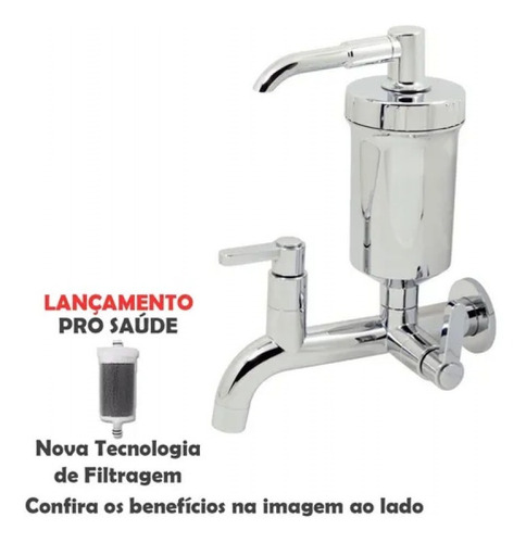 Imagem 1 de 5 de Torneira Com Filtro Abs Cromado Parede Slim 1/4