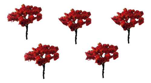 5 Arbol Arbusto Maqueta Rojo Otoño Modelismo Escala 4 Cm