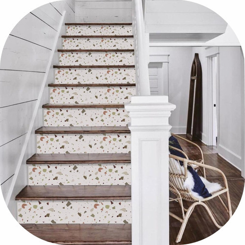 Vinilo Decorativo Escalones Para Escalera Terrazo Granito