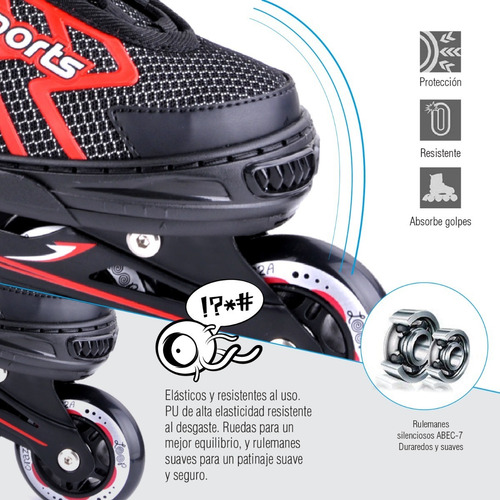 Imagen 6 de 10 de Rollers Extensibles Crazy Loop Rojo Y Negro Talle L Full