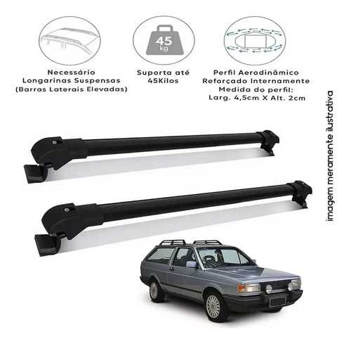 Rack De Teto Travessa Parati Quadrada 1988 Slim Preta 