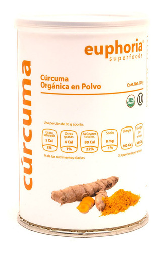 Cúrcuma Euphoria Superfoods Orgánico En Polvo 100g