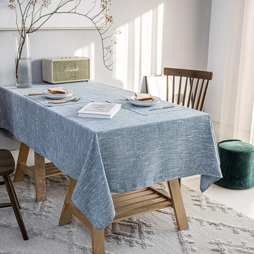 Mantel Redondo Impermeable De Algodón Y Lino Para Mesa