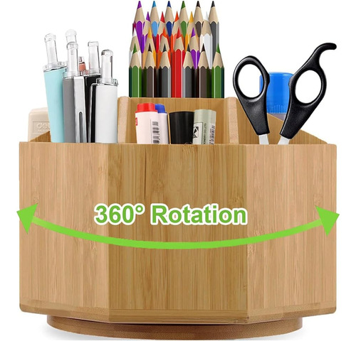 Dousy Bamboo Pen Holder Organizer Desktop Pen Box, Soporte G