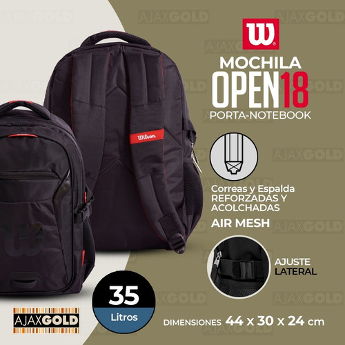 Imagen 4 de 9 de Mochila Wilson Original Porta Notebook Urbana Deportes Gym