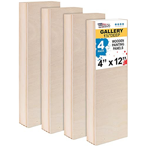 4  X 12  Birch Wood Paint Pouring Panel Boards, Gallery...