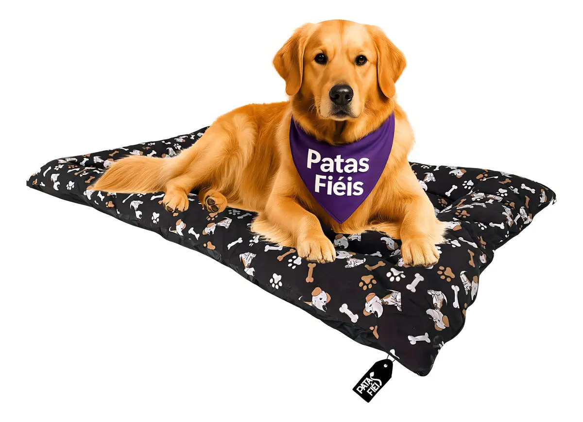 Cama Pet Cachorro Colchão Colchonete Gg 120x80 Lavável Fundo Impermeável Preto - Patas Fiéis