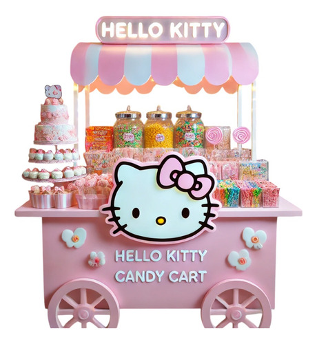 Alquiler Panel Carrito Candy Bar Hello Kitty Fiestas Eventos Rosa