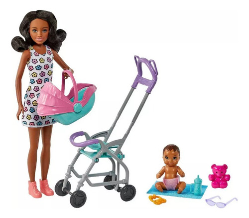 Barbie Skipper Baby Sitters Niñera Con Bebé Y Carreola