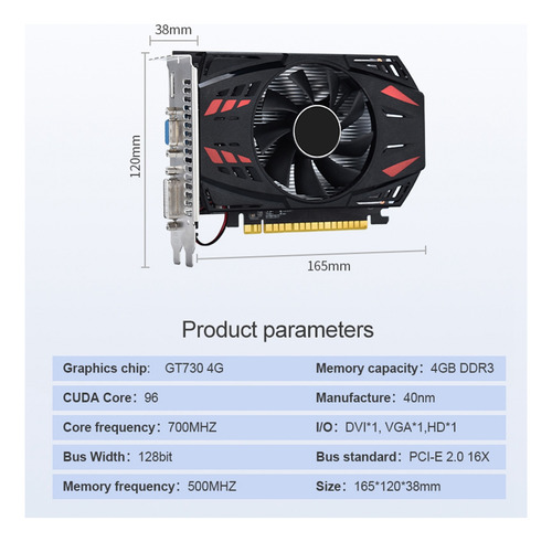 Tarjeta Gráfica Ddr3 Gt730 De 4 Gb, 128 Bits, 700 Mhz, 40 Nm