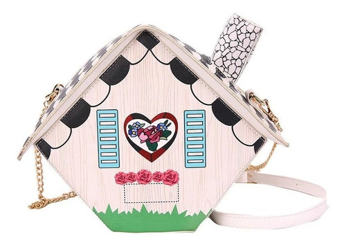 Bolsa Forma Casa Blanca Chimenea Kawaii Crossbody Con Cierre