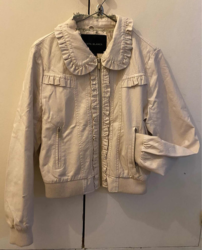 Campera Mujer Talle 42 Cuero Ecológico Cuesta Blanca Crema