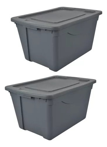 2 Cajas Contenedor Organizador Almacenamiento Gris 61 L