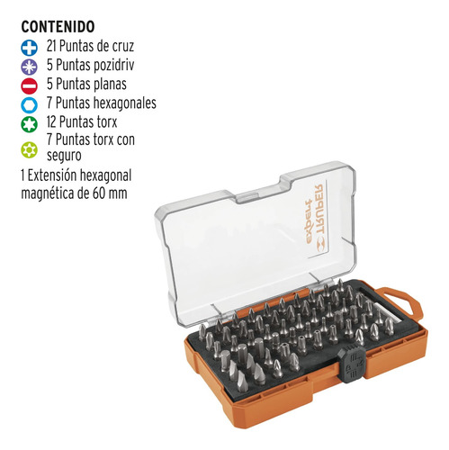 Juego Puntas Mixtas Desarmador 1´ Zanco 1/4´ 58 Pzas 11889
