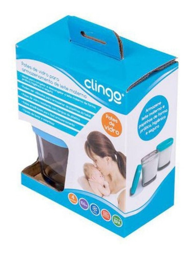Potes De Vidro Armazenamento Leite C/4 Azul Clingo Op2