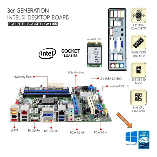 Combo Tarjeta Madre Socket 1155 Intel Core I7 3770 16gb Ram