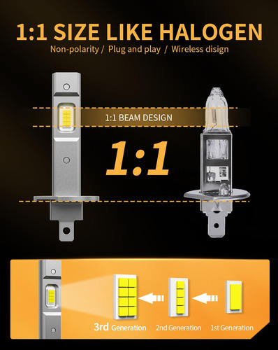 Lâmpada Led Mifmia H1 34000lm 6500k Cool White 800% Mais Bri