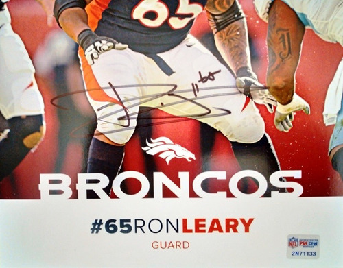 Fotografía 8 X 10 Autógrafo Ronald Leary Broncos Denver Nfl