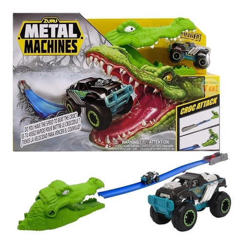 Pista De Autos Cocodrilo Metal Machines Croc Attack Lanzador