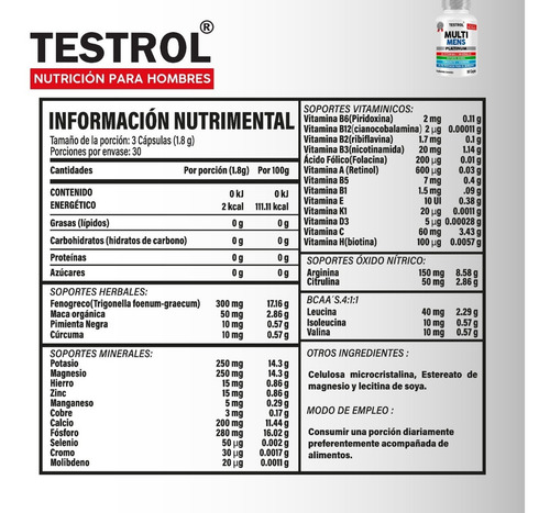 Multi Mens Platinum Vitaminas Para Hombre 24 Vitamin 90 Caps Sabor Sin sabor