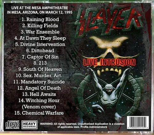 Slayer - Live Intrusion Cd | MercadoLivre
