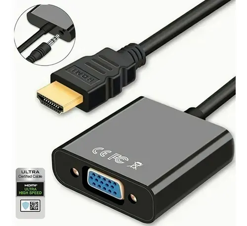 Convertidor Hdmi Vga Audio Adaptador Conector + Cable 3.5mm