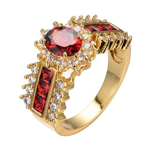 Anillo De Oro Relleno De 14k Mujer Rubí De Moda - Joye...