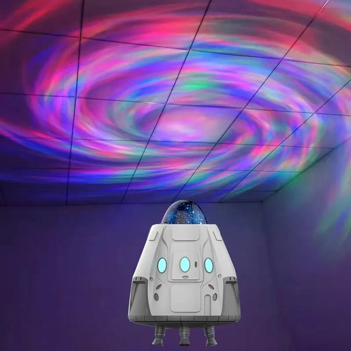Proyector De Galaxia Estrellas Capsula Espacial 3 En 1 Blanco