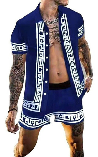 Conjunto De Camisa De Playa Hawaiana Vintage Para Hombre