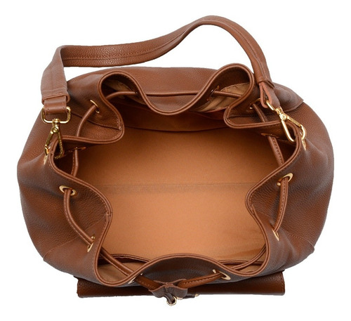 Bolsa Feminina Estilo Saco Em Couro Legitimo Sifra Cor Floter camel