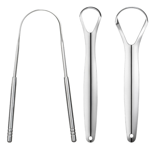 3 Pcs Metal Tongue Scraper, Tongue Scrapers For Adults,