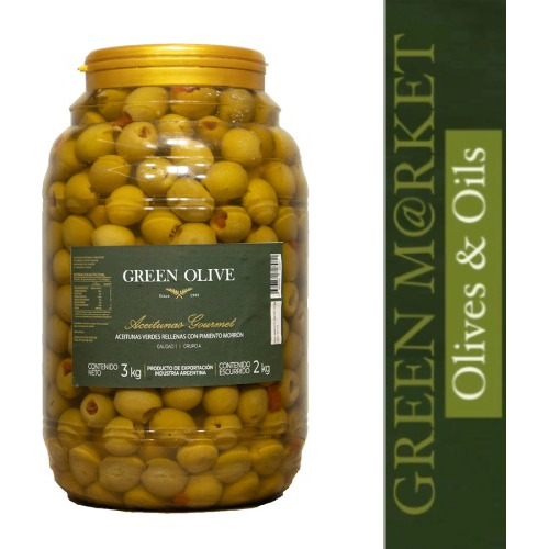 Aceitunas Verdes Rellenas Con Morrón En  Aceite X 2kg Esc