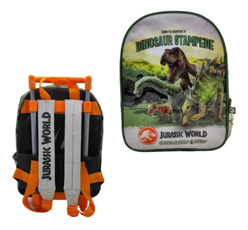 Mochila Carrito Jurassic World Escolar Infantil 12puLG Wabro Color Verde