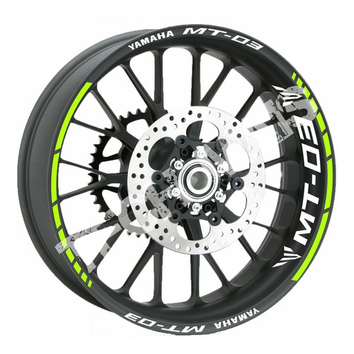 Kit Adesivos Roda Friso Yamaha Verde  Fluor Mt-03  Slider