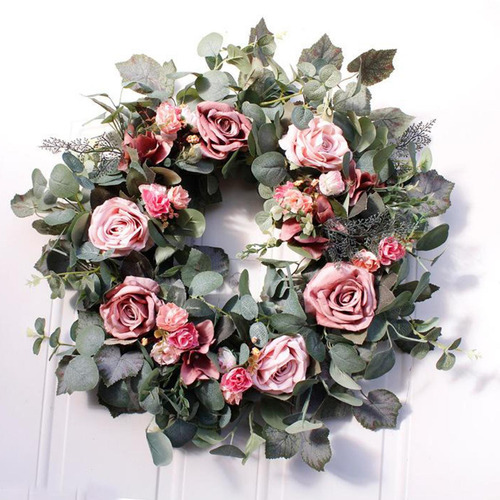 22 ''flor Artificial Redonda Guirnalda Puerta Frontal