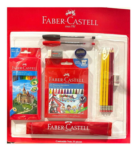 Faber Castell 35pz Escolar Plumones Colores Lápices Estuche
